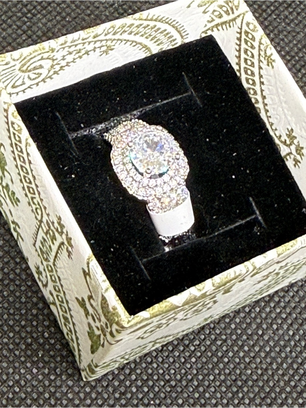Woman’s Size 7 CZ Center And Moissanite Accent Ring in White and Silver